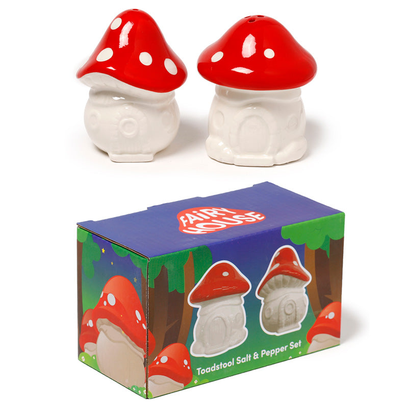 View Novelty Ceramic Salt Pepper Set Fairy Toadstool House information