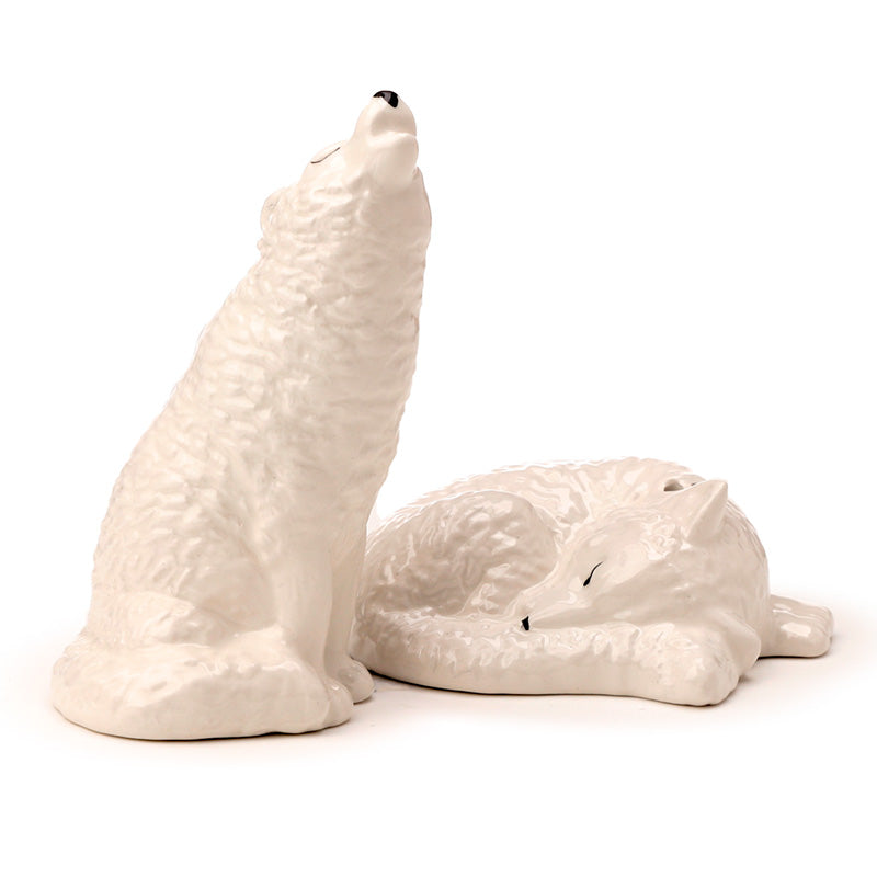 View Novelty Ceramic Salt and Pepper White Wolf information