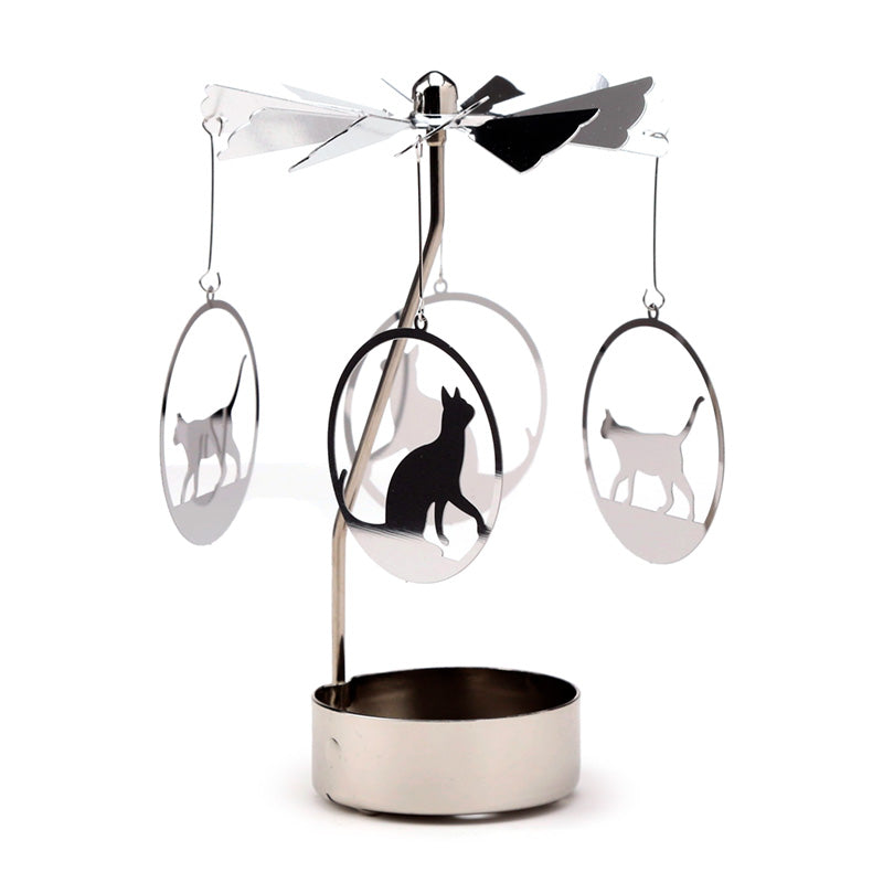 View Spinning Tea Light Carousel Candle Holder Cat information