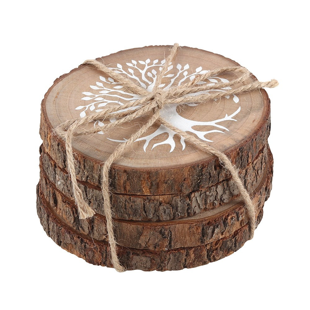 View Tree of Life Wood Slice Coaster Set information