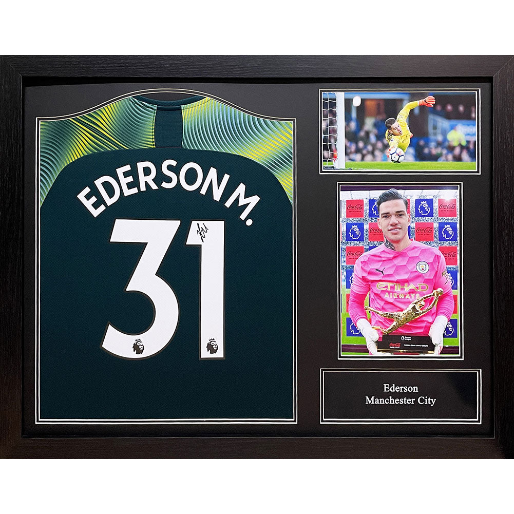 View Manchester City FC Ederson Signed Shirt Framed information