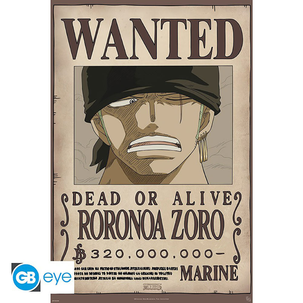 View One Piece Poster Wanted Zoro 167 information