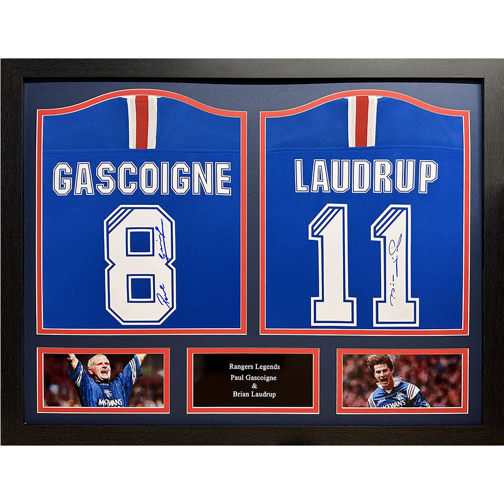 View Rangers FC Laudrup Gascoigne Signed Shirts Dual Framed information