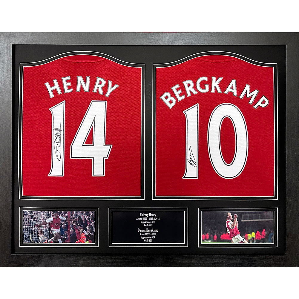 View Arsenal FC Bergkamp Henry Signed Shirts Dual Framed information
