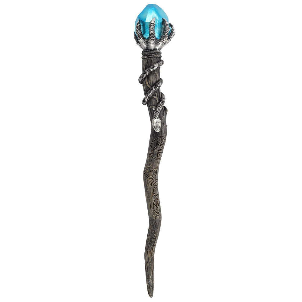 View Silver Claw Wand with Blue Gem information