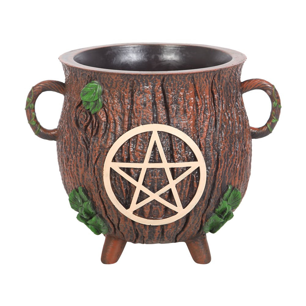 View Pentagram Bark Effect Resin Cauldron Plant Pot information