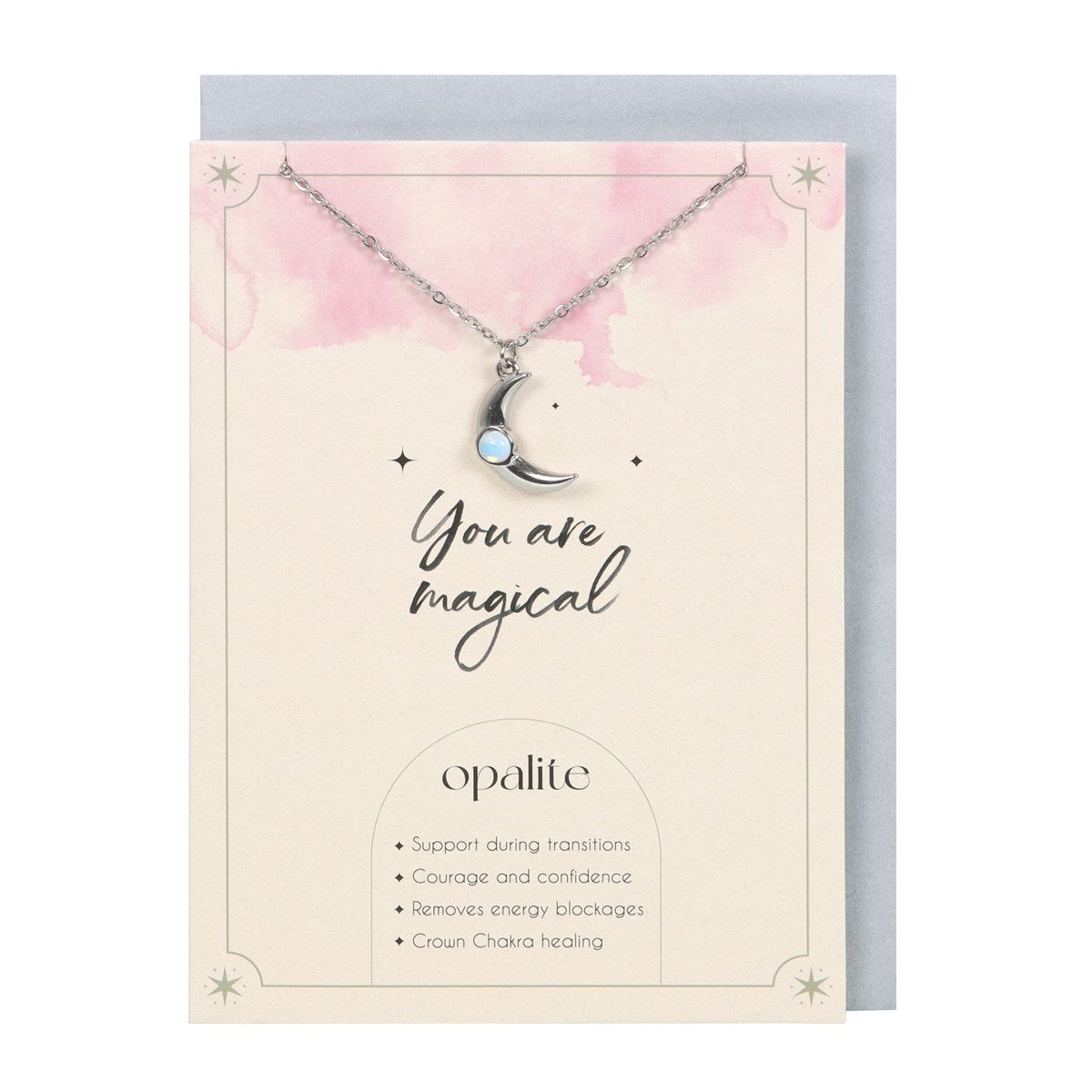 View Opalite Crescent Moon Necklace Card information