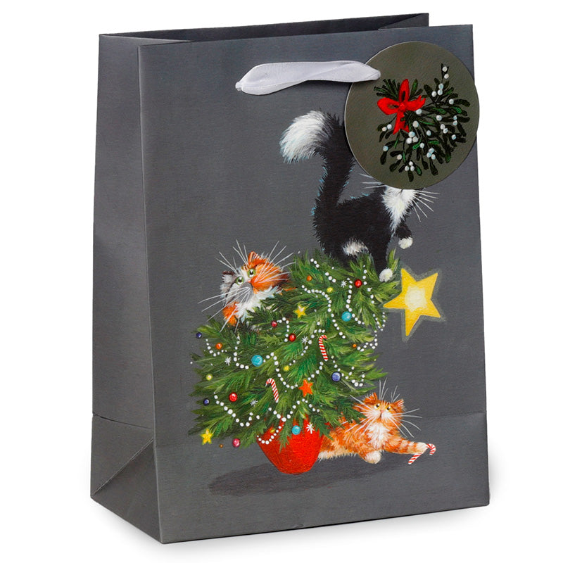 View Christmas Gift Bag Medium Kim Haskins Christmas Tree Catastrophe Cats information