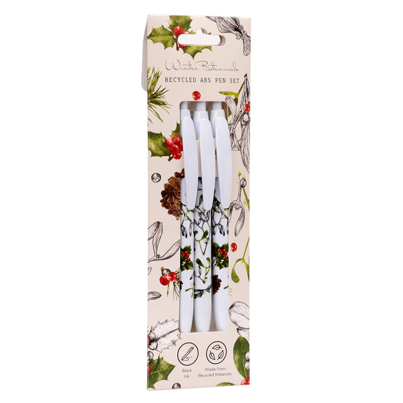 View Recycled ABS 3 Piece Pen Set Christmas Winter Botanicals information