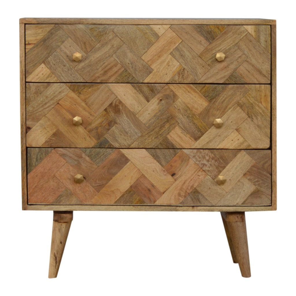 View 3 Drawer ZigZag Patterned Patchwork Chest information