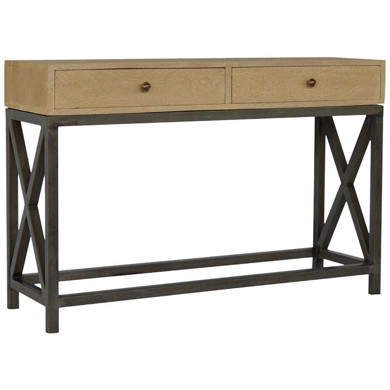 View Mango Wood Metal Base Console Table information