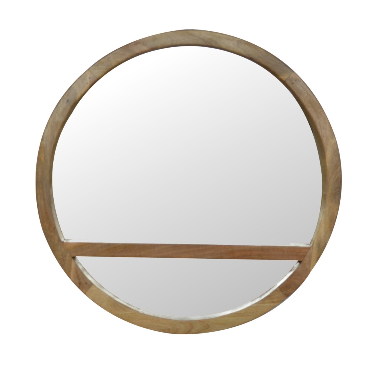 View Wooden Round Mirror with 1 Shelf information