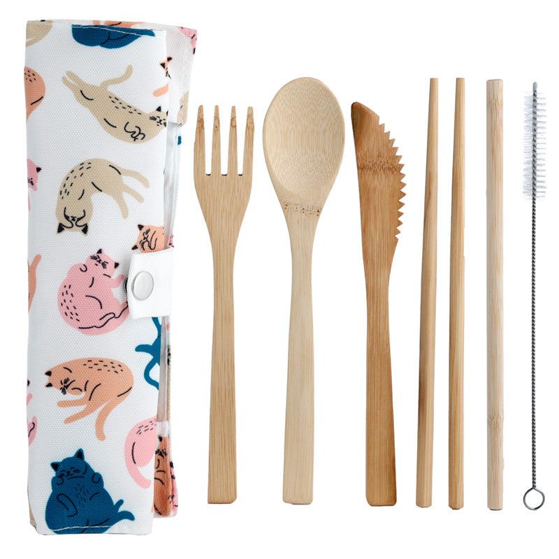 View 100 Natural Bamboo Cutlery 6 Piece Set Cats Life information