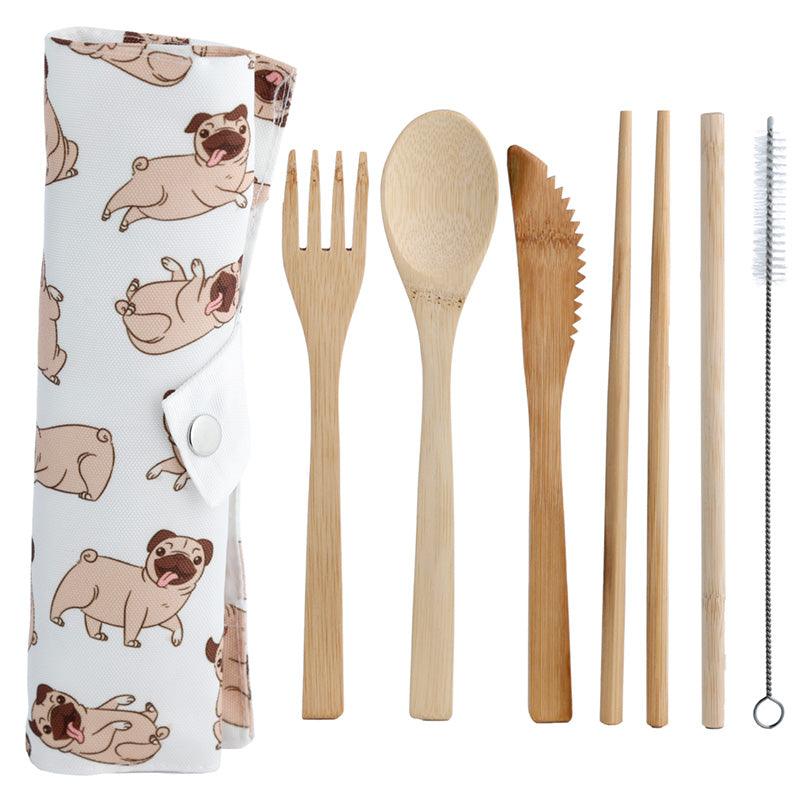 View 100 Natural Bamboo Cutlery 6 Piece Set Mopps Pug information