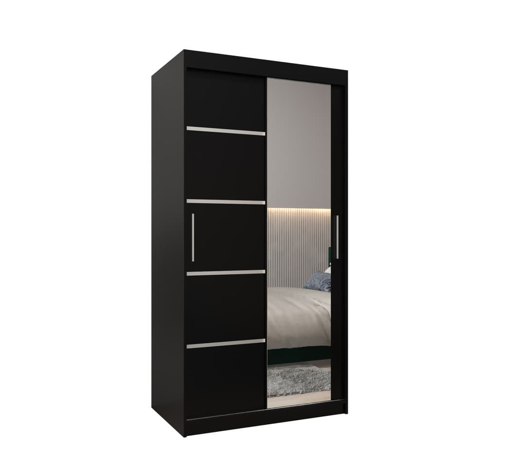 View Verona 02 Sliding Door Wardrobe 100cm Black 100cm information