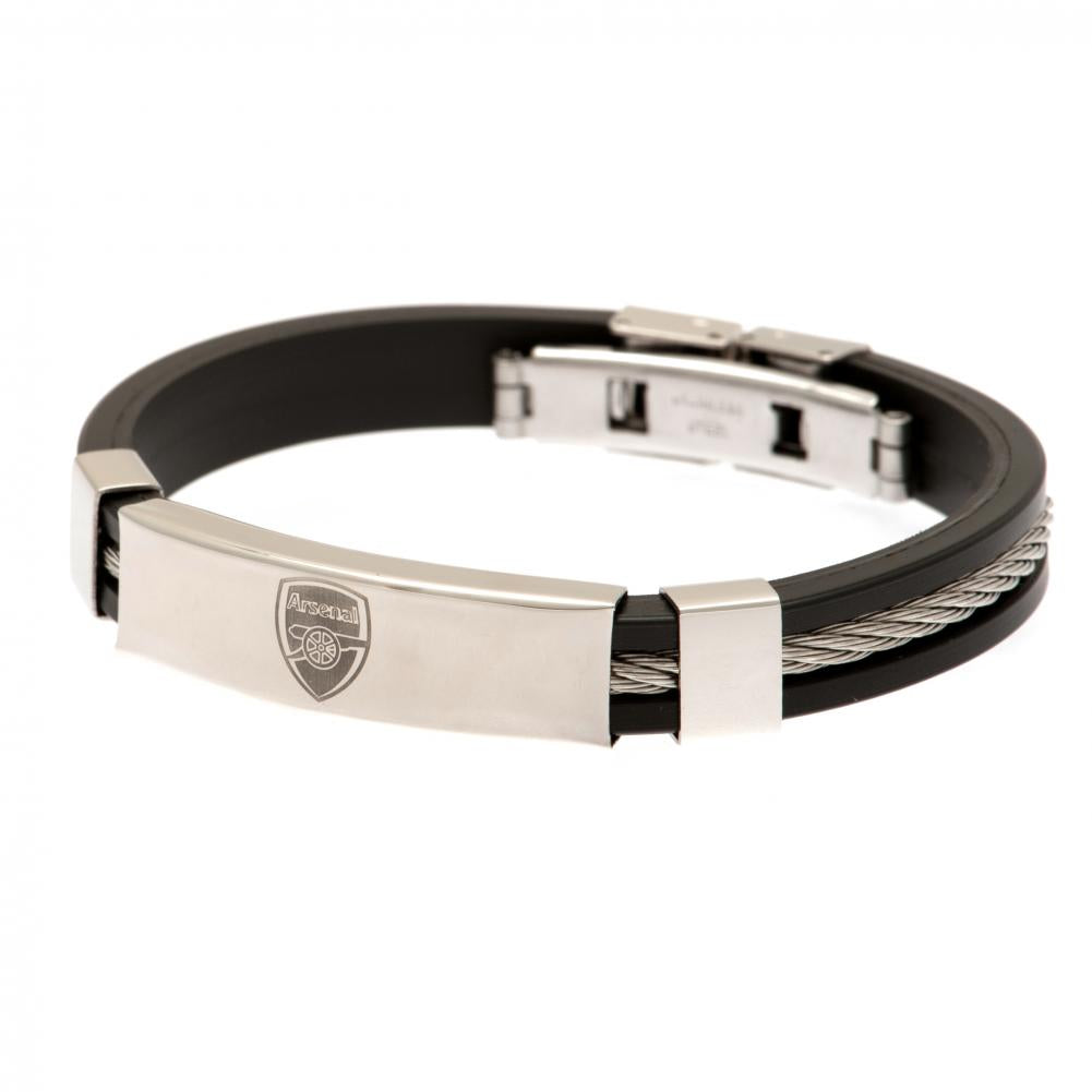 View Arsenal FC Silver Inlay Silicone Bracelet information