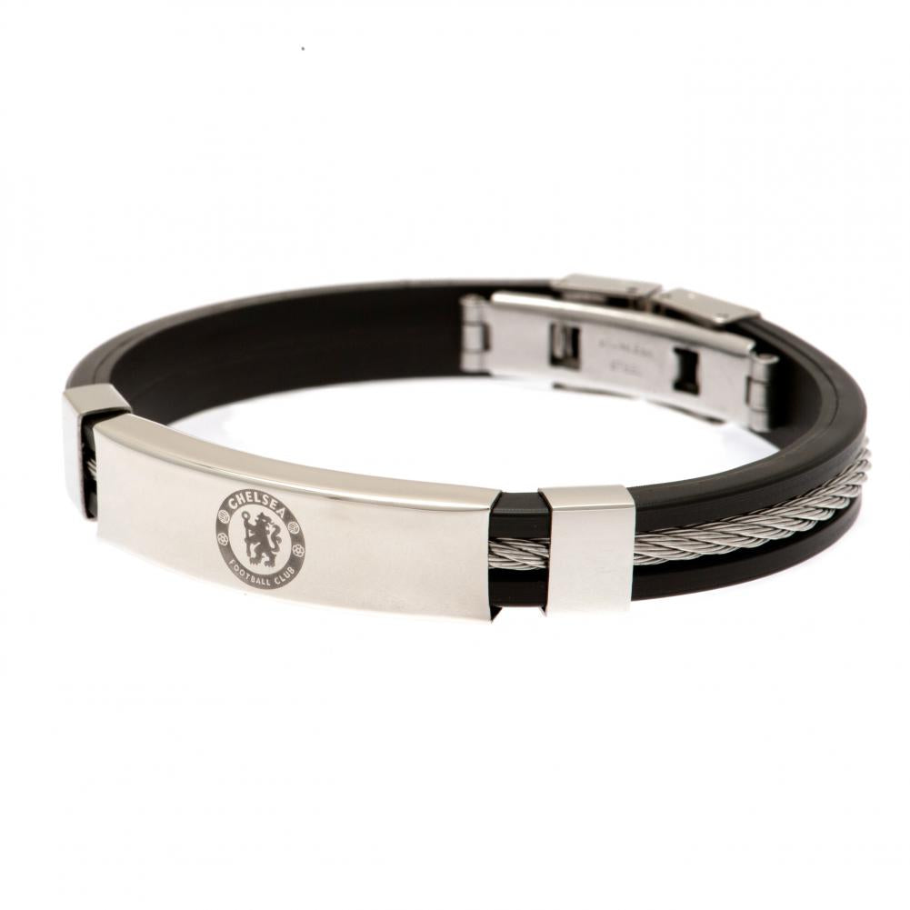 View Chelsea FC Silver Inlay Silicone Bracelet information