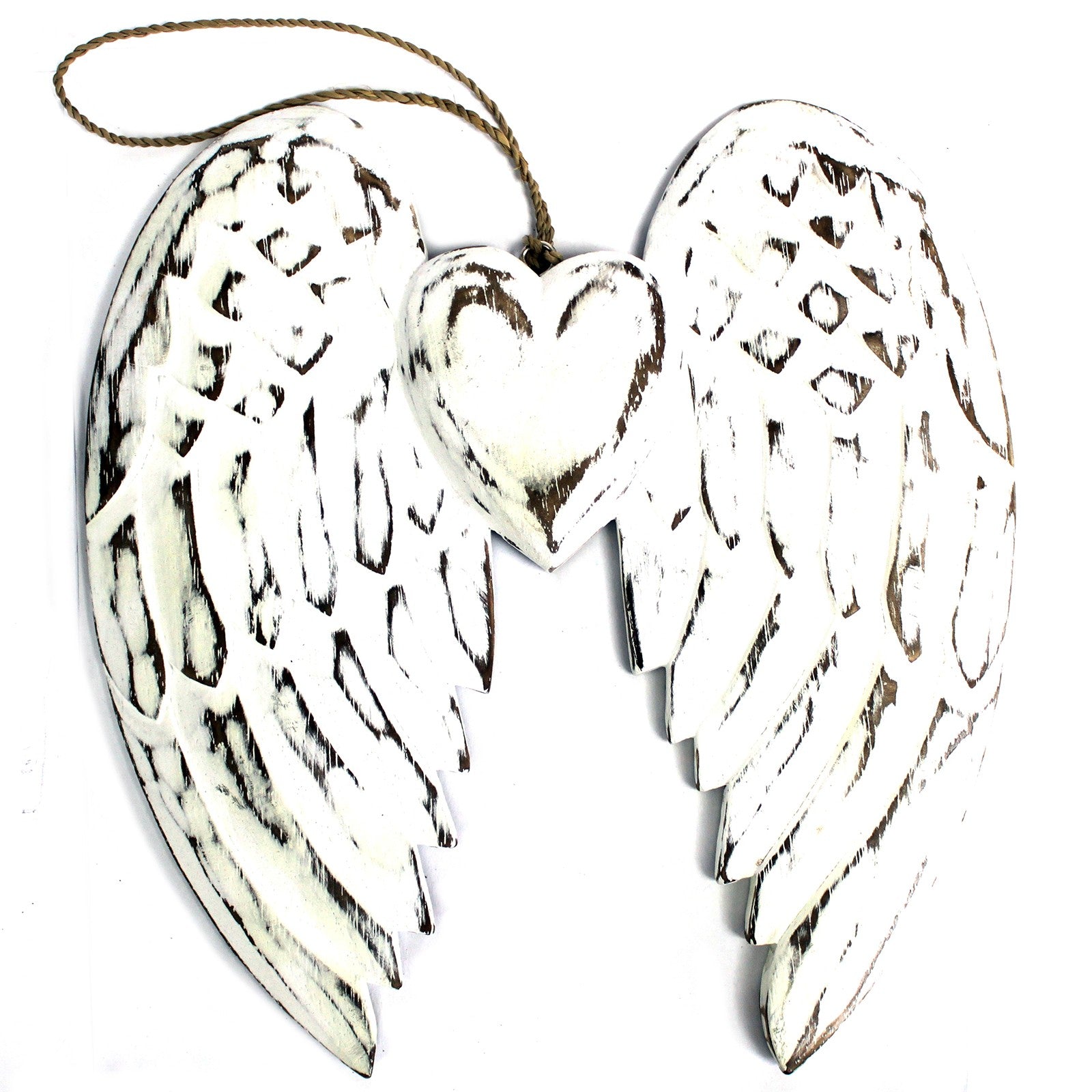 View Hand Crafted Double Angel Wing Heart 24cm information