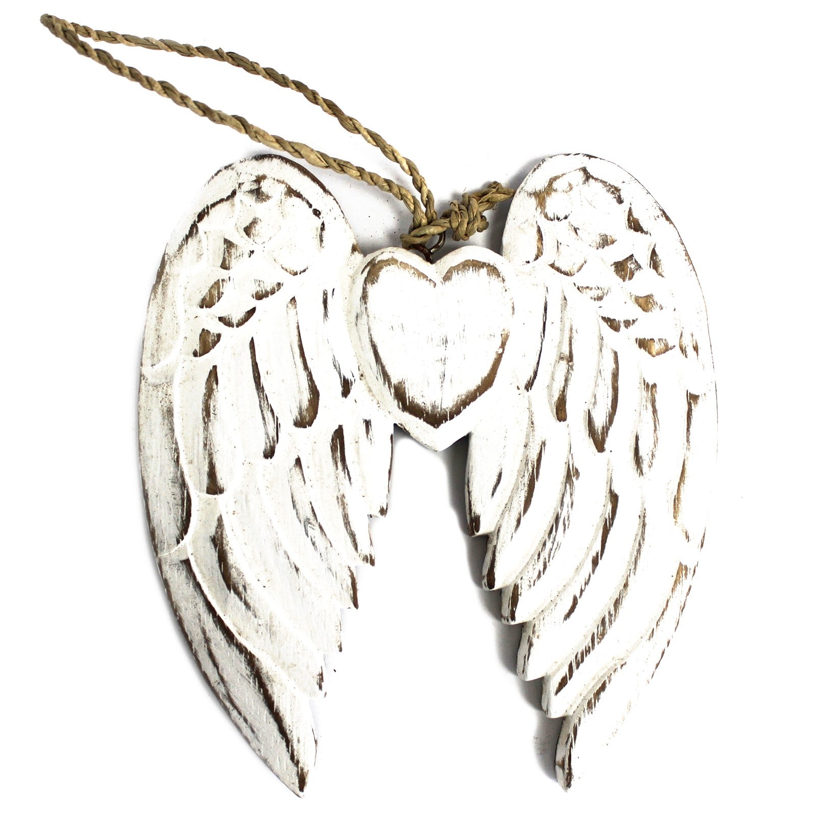 View Hand Crafted Small Double Angel Wing Heart 15cm information