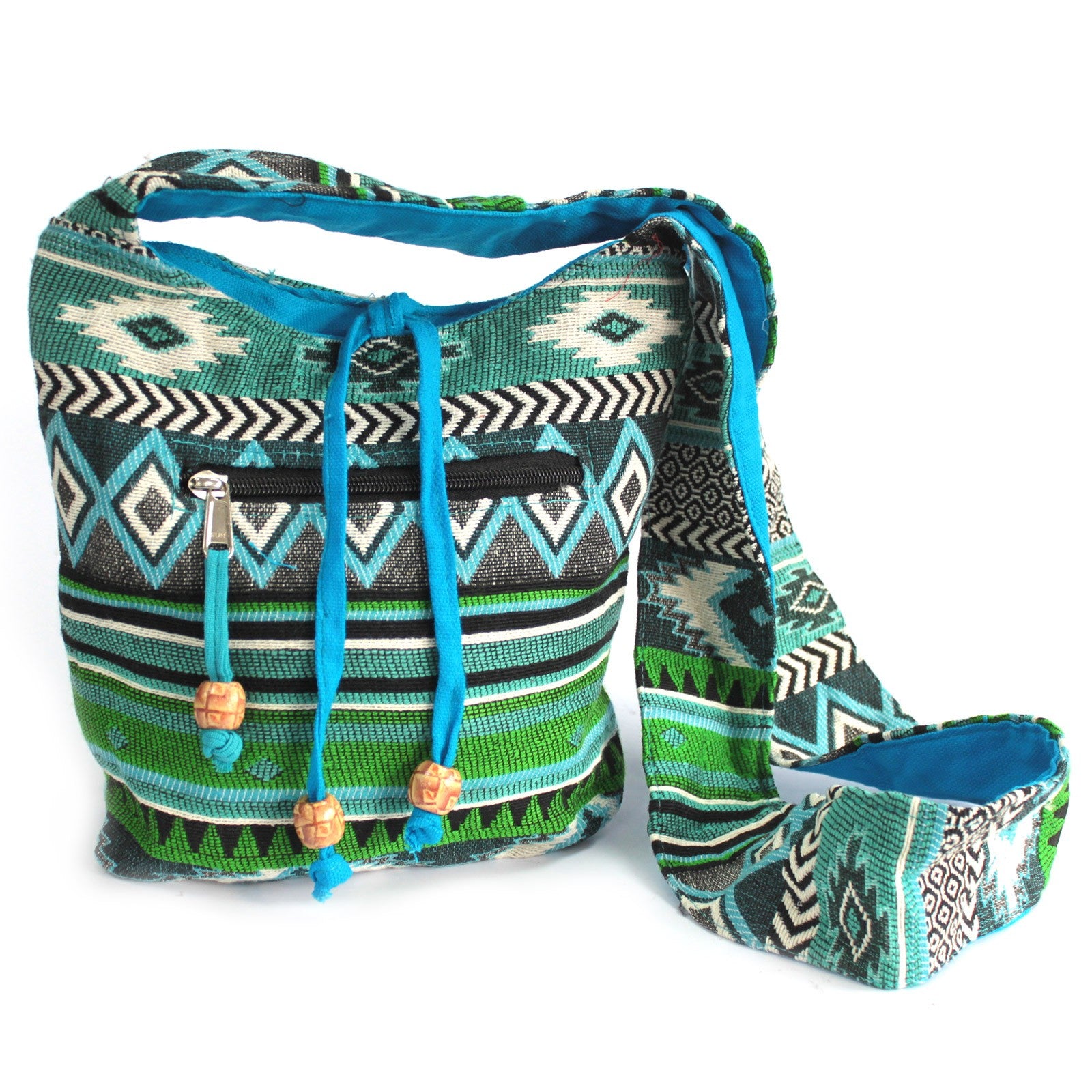 View Jacquard Bag Teal Sling Bag information