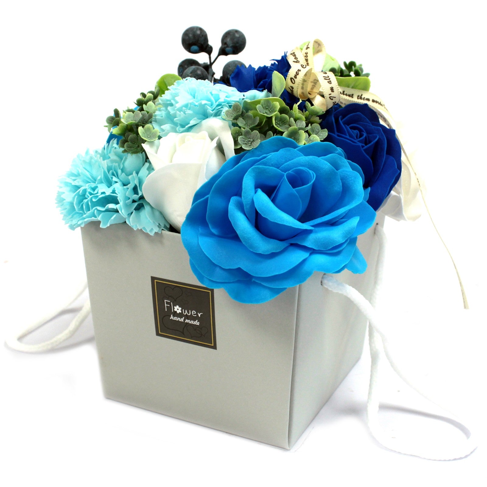 View Soap Flower Bouquet Blue Wedding information