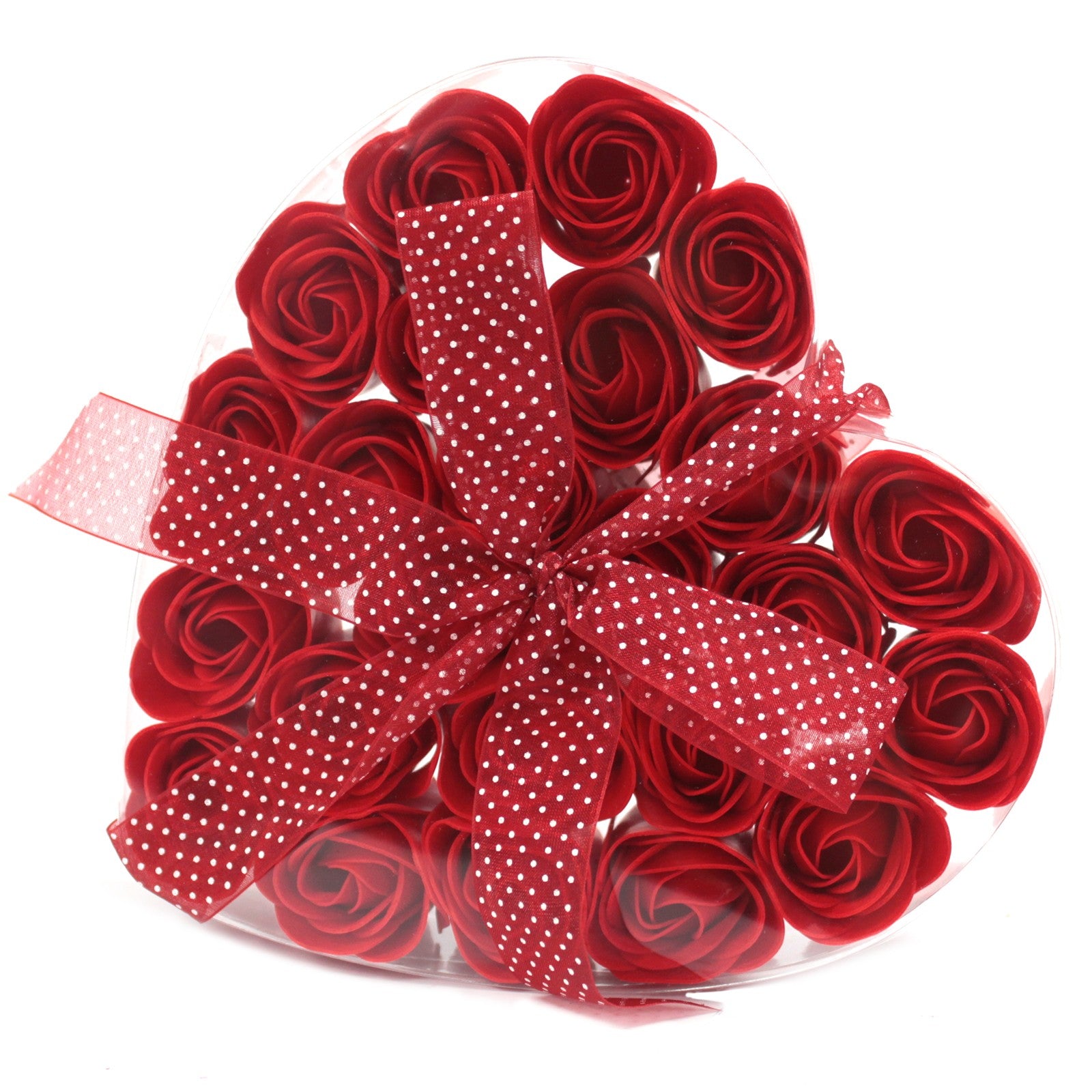 View Set of 24 Soap Flower Heart Box Red Roses information