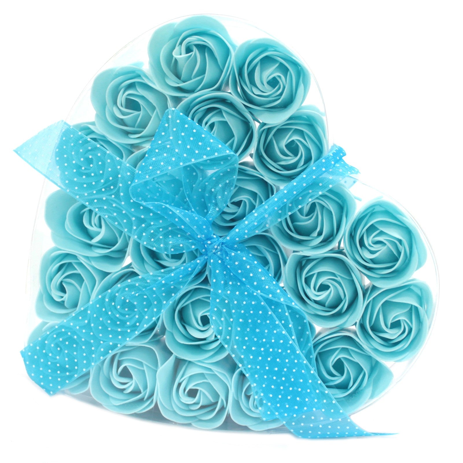 View Set of 24 Soap Flower Heart Box Blue Roses information
