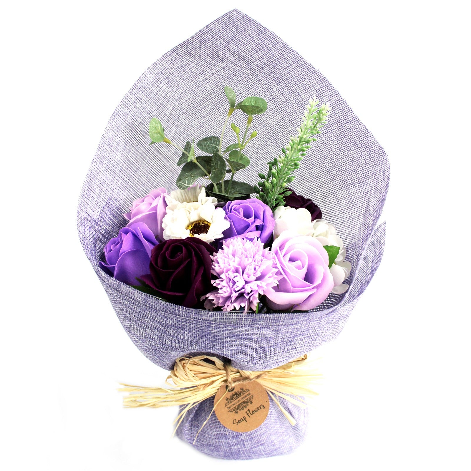 View Standing Soap Flower Bouquet Purple information