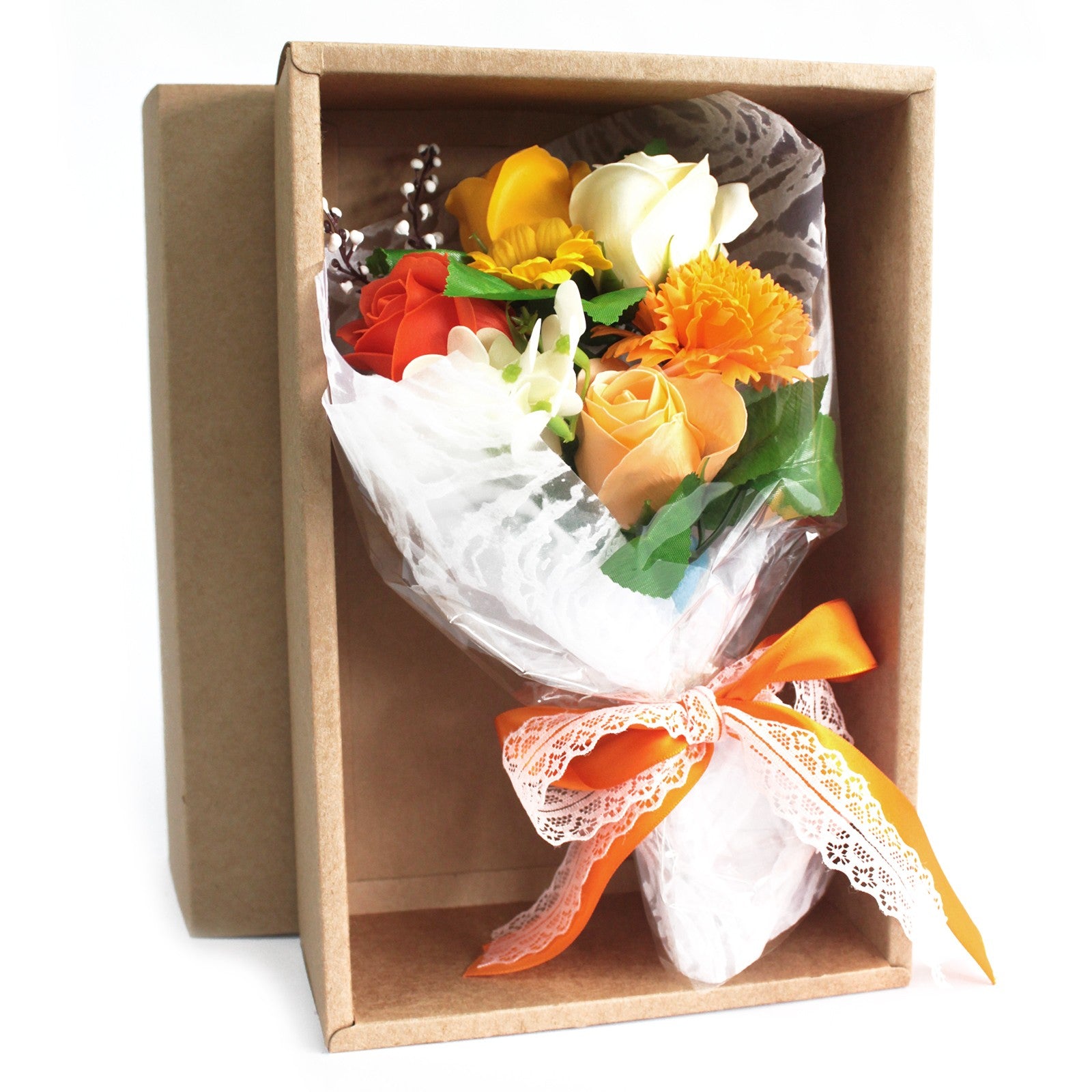View Boxed Hand Soap Flower Bouquet Orange information