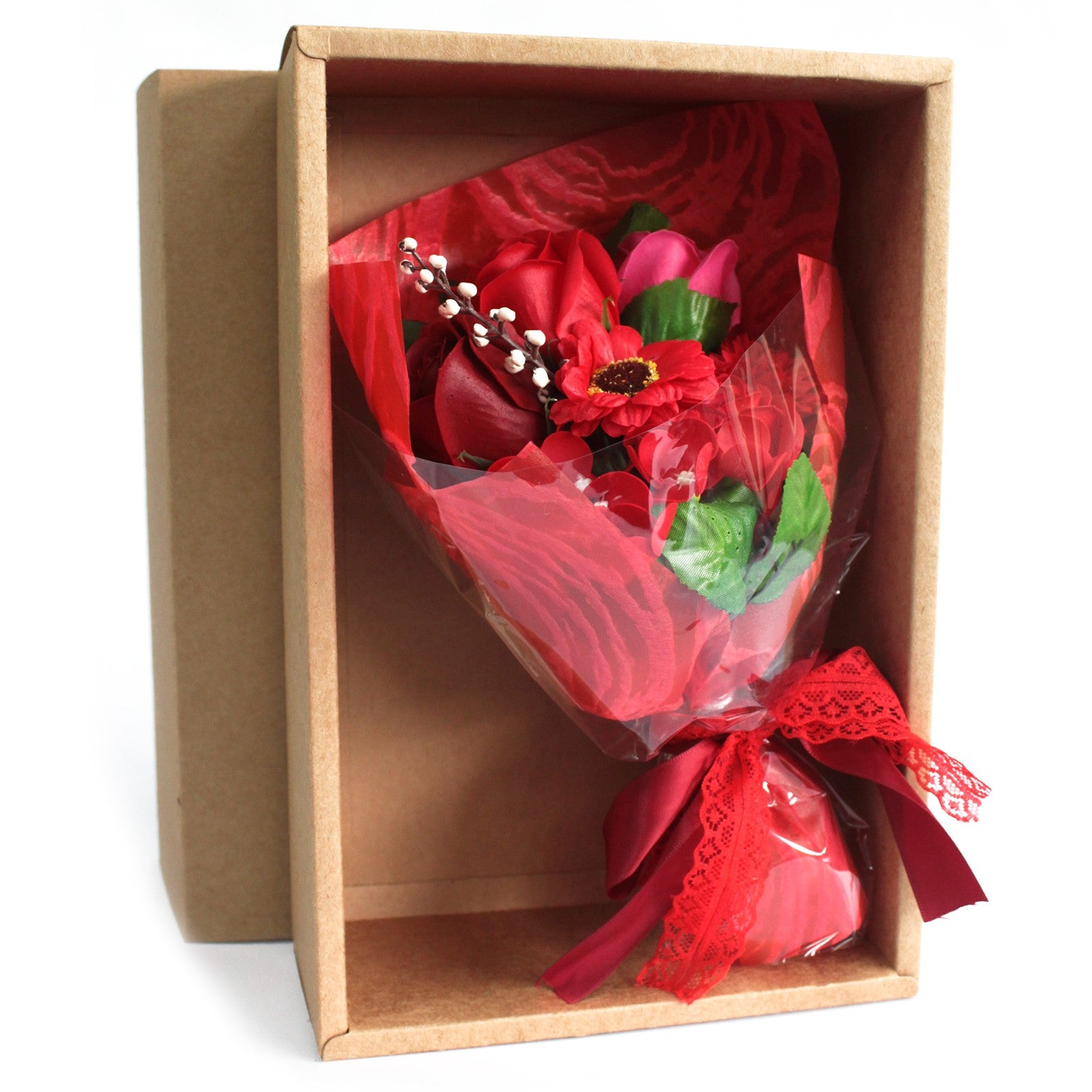 View Boxed Hand Soap Flower Bouquet Red information