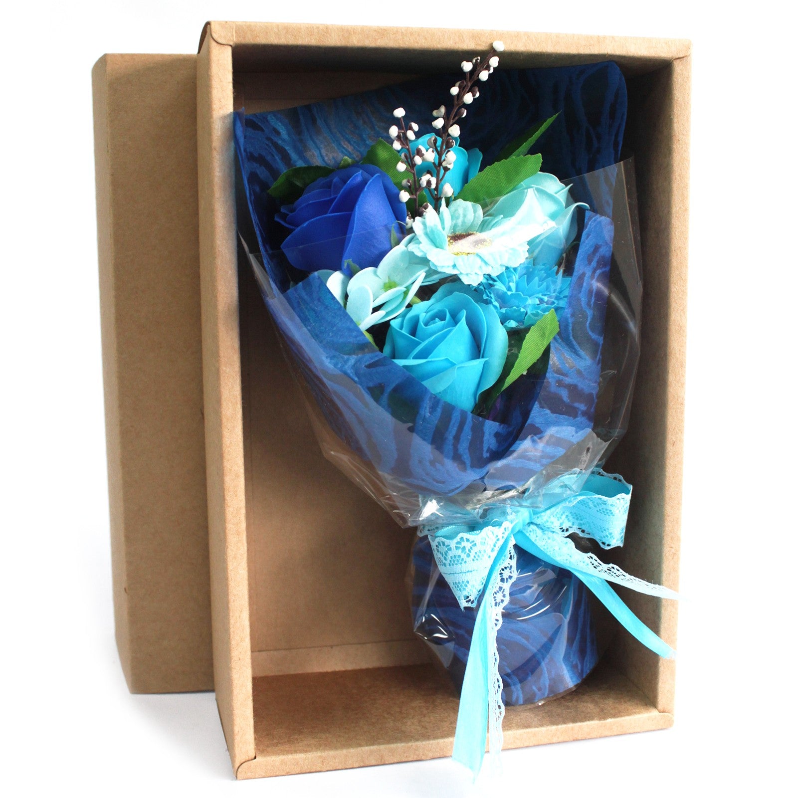 View Boxed Hand Soap Flower Bouquet Blue information