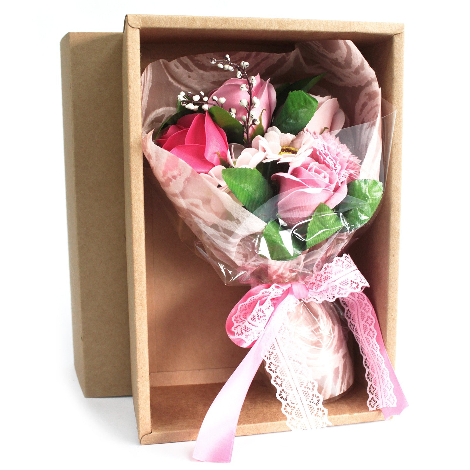 View Boxed Hand Soap Flower Bouquet Pink information