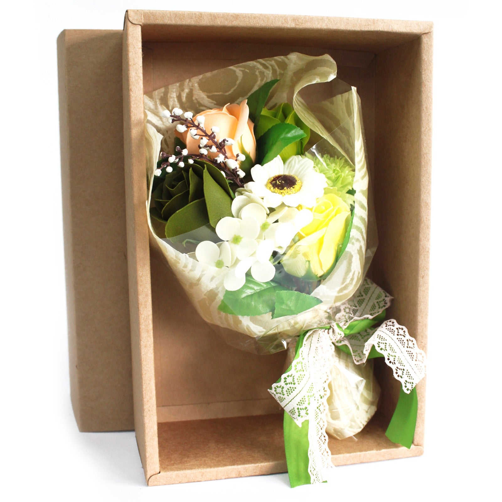 View Boxed Hand Soap Flower Bouquet Greens information