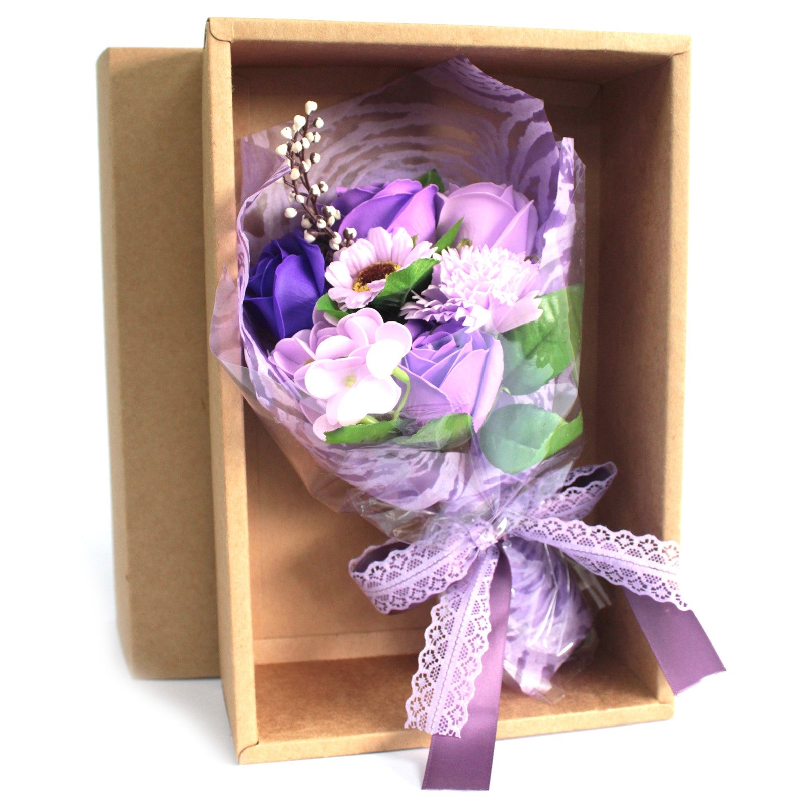 View Boxed Hand Soap Flower Bouquet Purple information