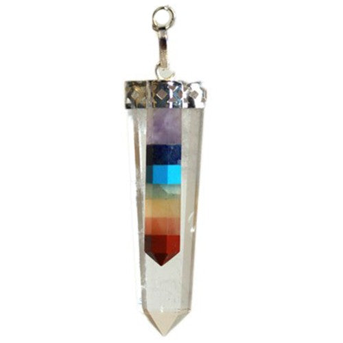 View Crystal 7 Chakra Bounded Thin Point Flat Pendant information