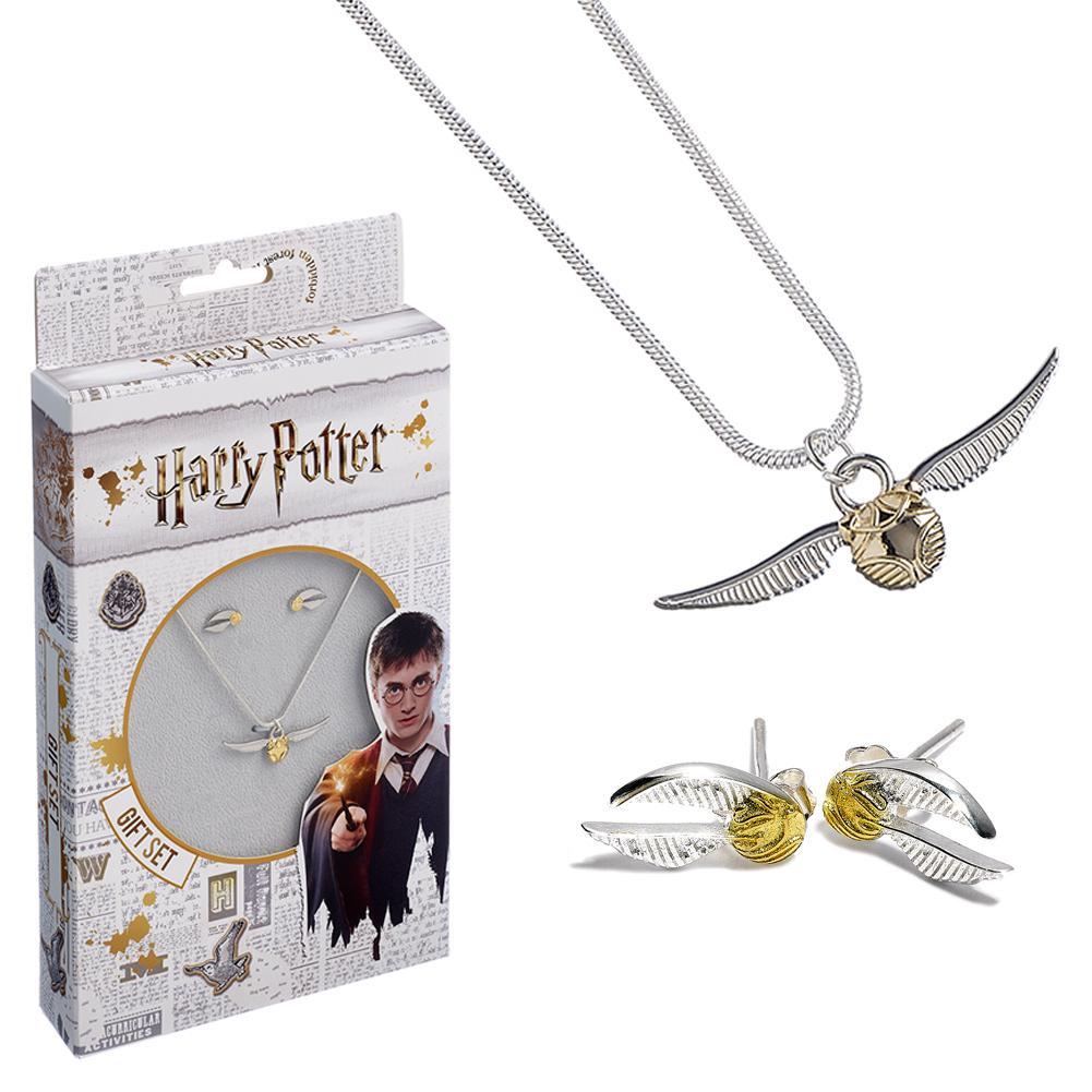 View Harry Potter Silver Plated Necklace Earrings Golden Snitch information
