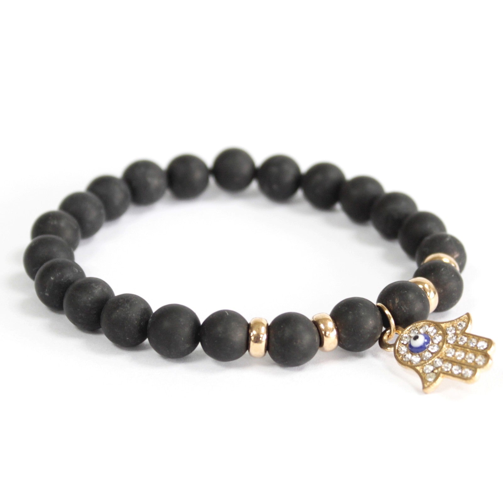 View Hamsa Black Agate Gemstone Bracelet information