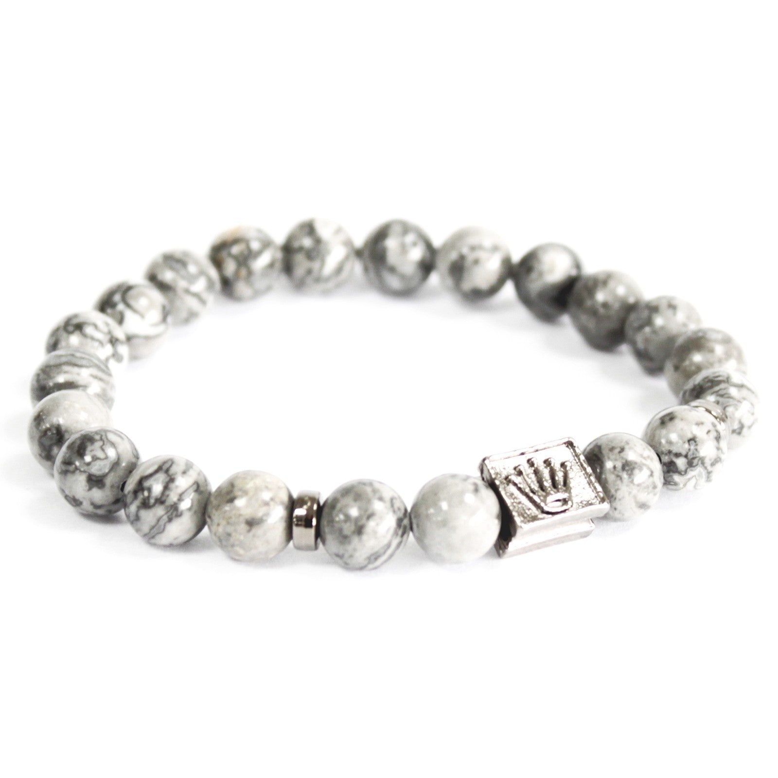 View Crown Ingot Grey Agate Gemstone Bracelet information