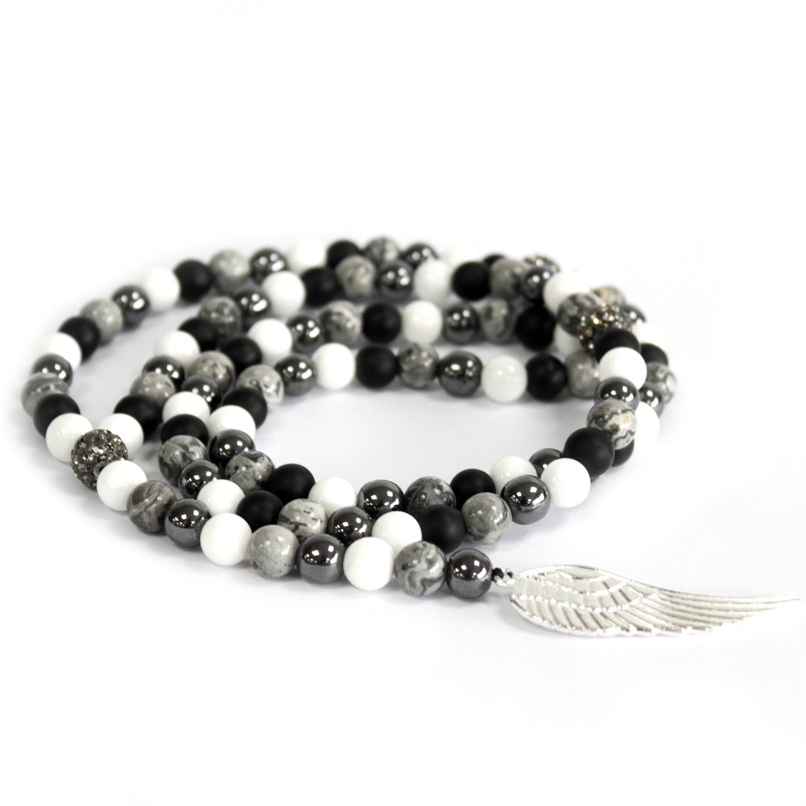 View Angel Wing Grey Agate Gemstone Necklace information