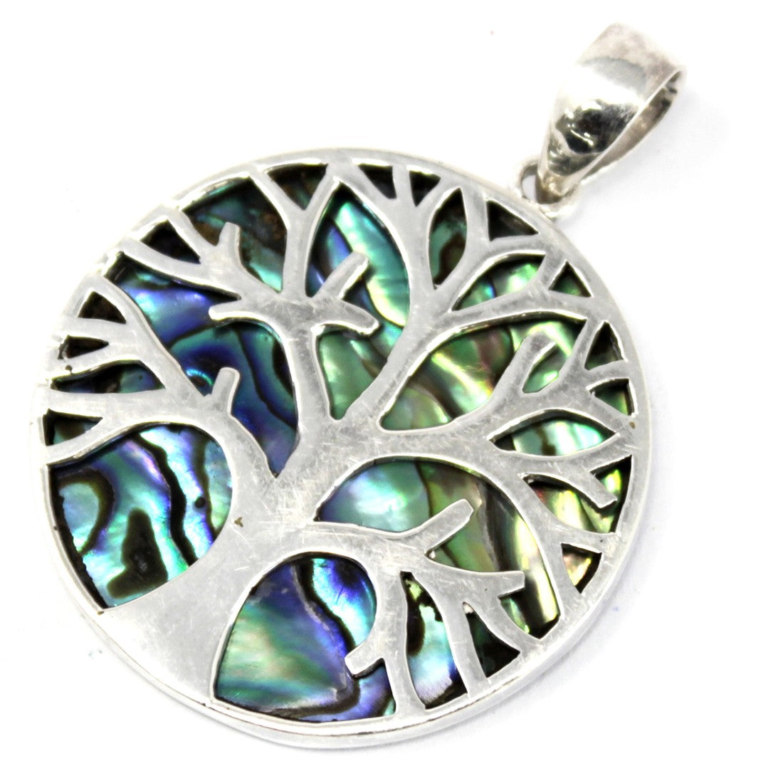 View Tree of Life Silver Pendant 30mm Abalone information