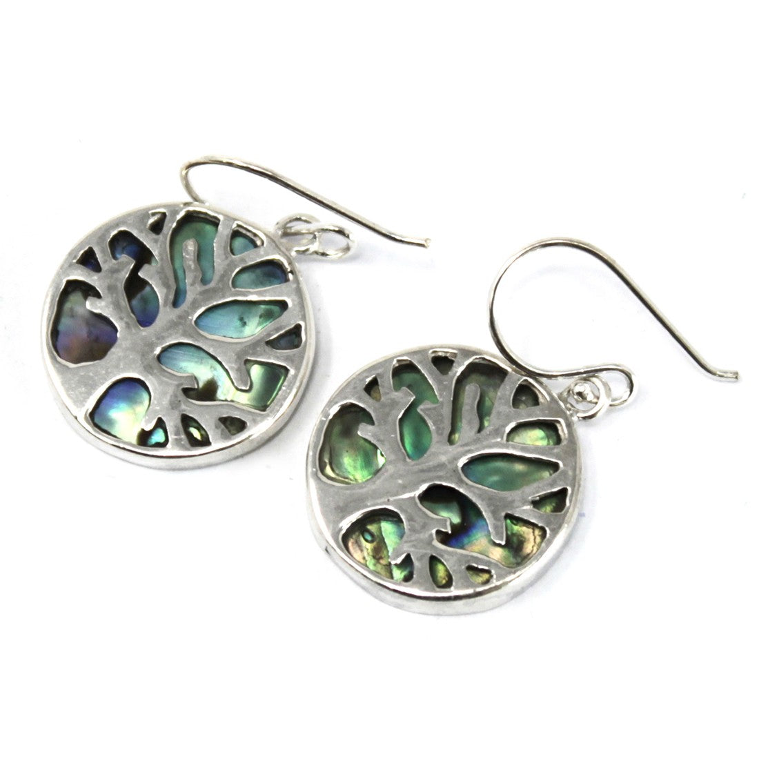 View Tree of Life Silver Earrings 15mm Abalone information