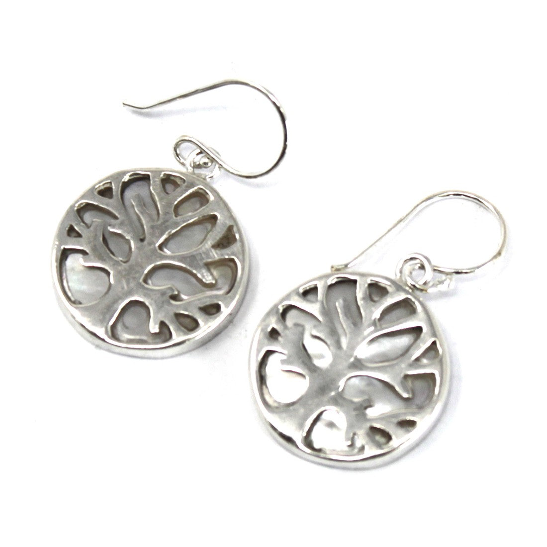 View Tree of Life Silver Earrings 15mm Mother of Pearl information