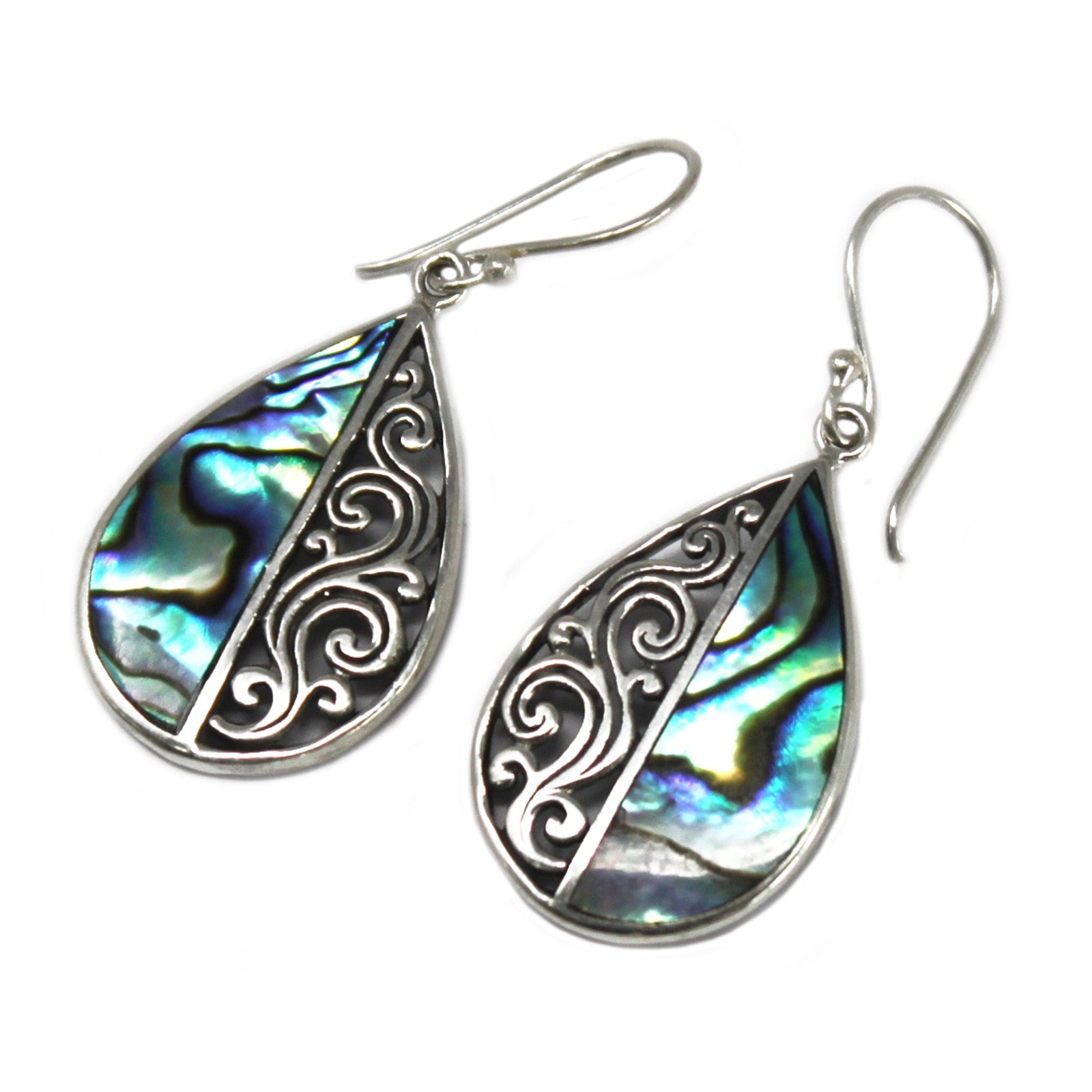 View Shell Silver Earrings Teardrop Abalone information