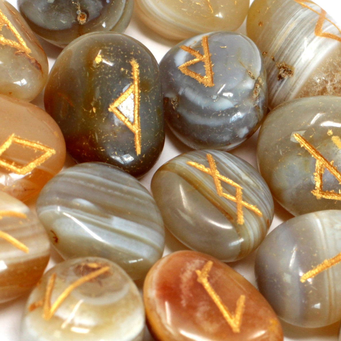 View Runes Stone Set in Pouch Banded Agate information