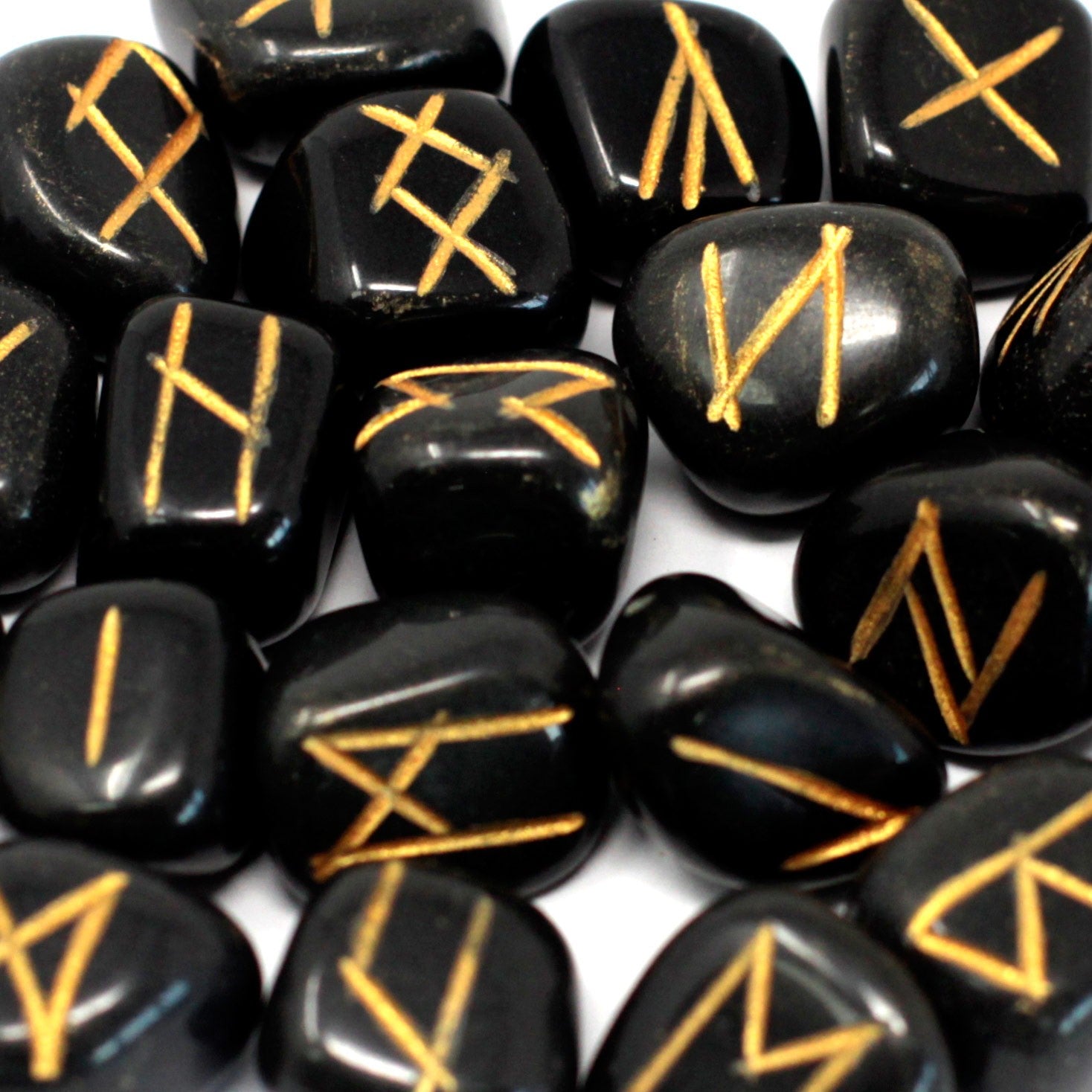 View Runes Stone Set in Pouch Black Agate information