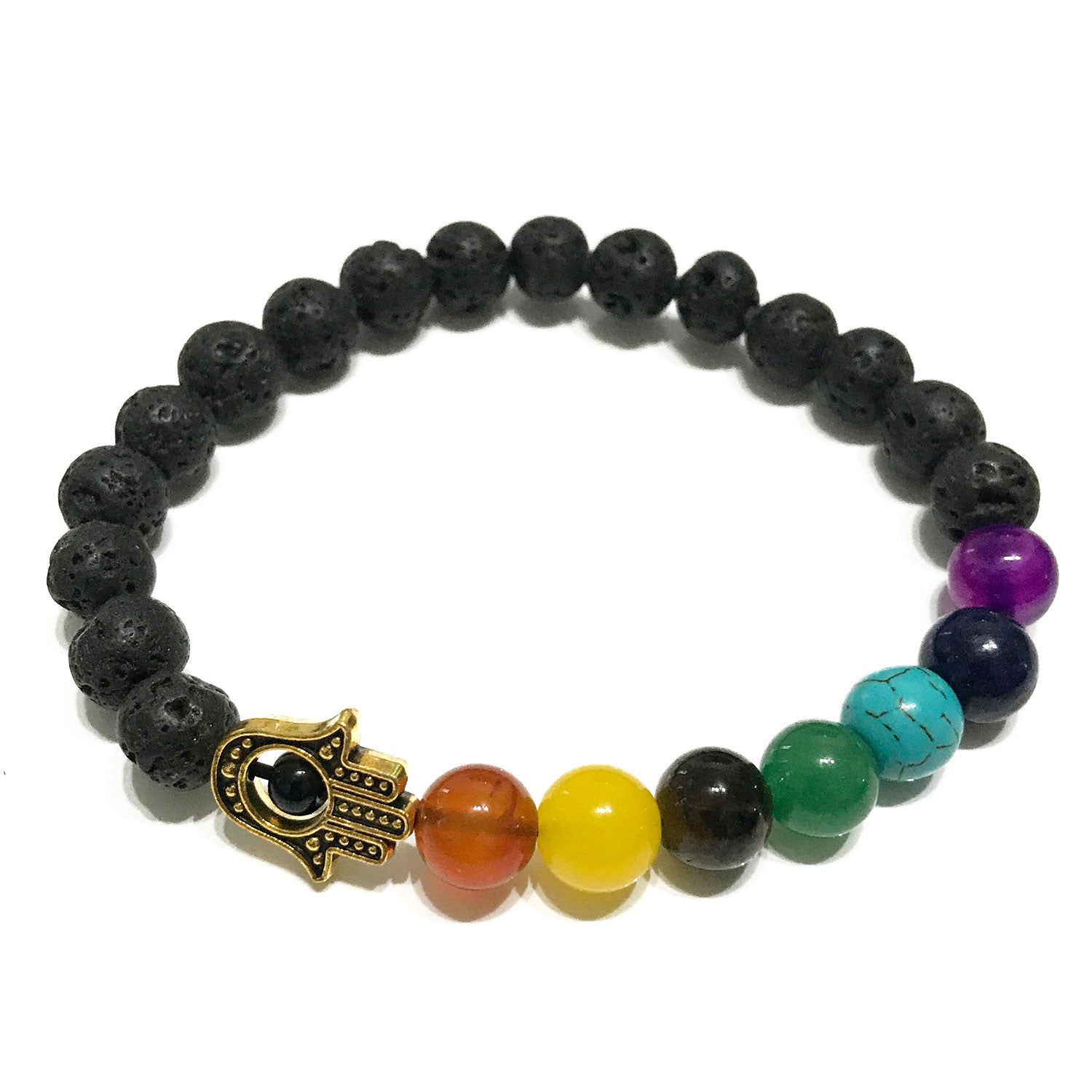 View Lava Stone Bracelet Hamsa Chakra information