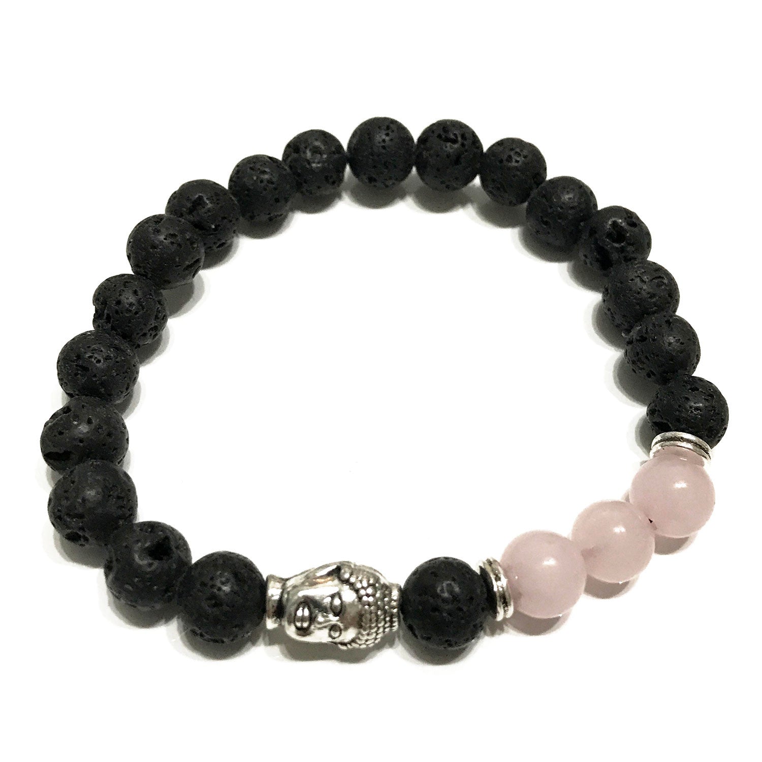 View Lava Stone Bracelet Buddha Rose Quartz information