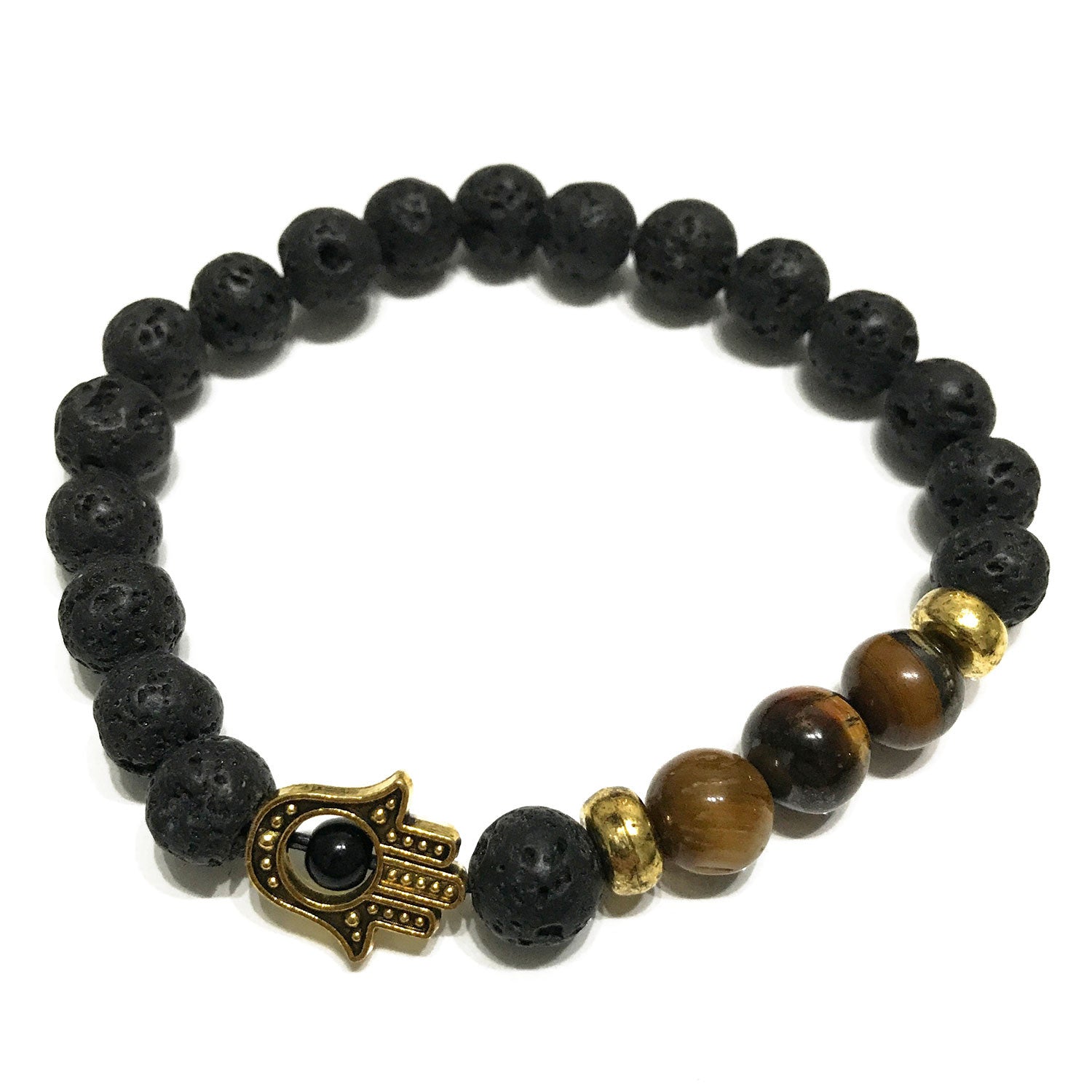 View Lava Stone Bracelet Hamsa Tigereye information