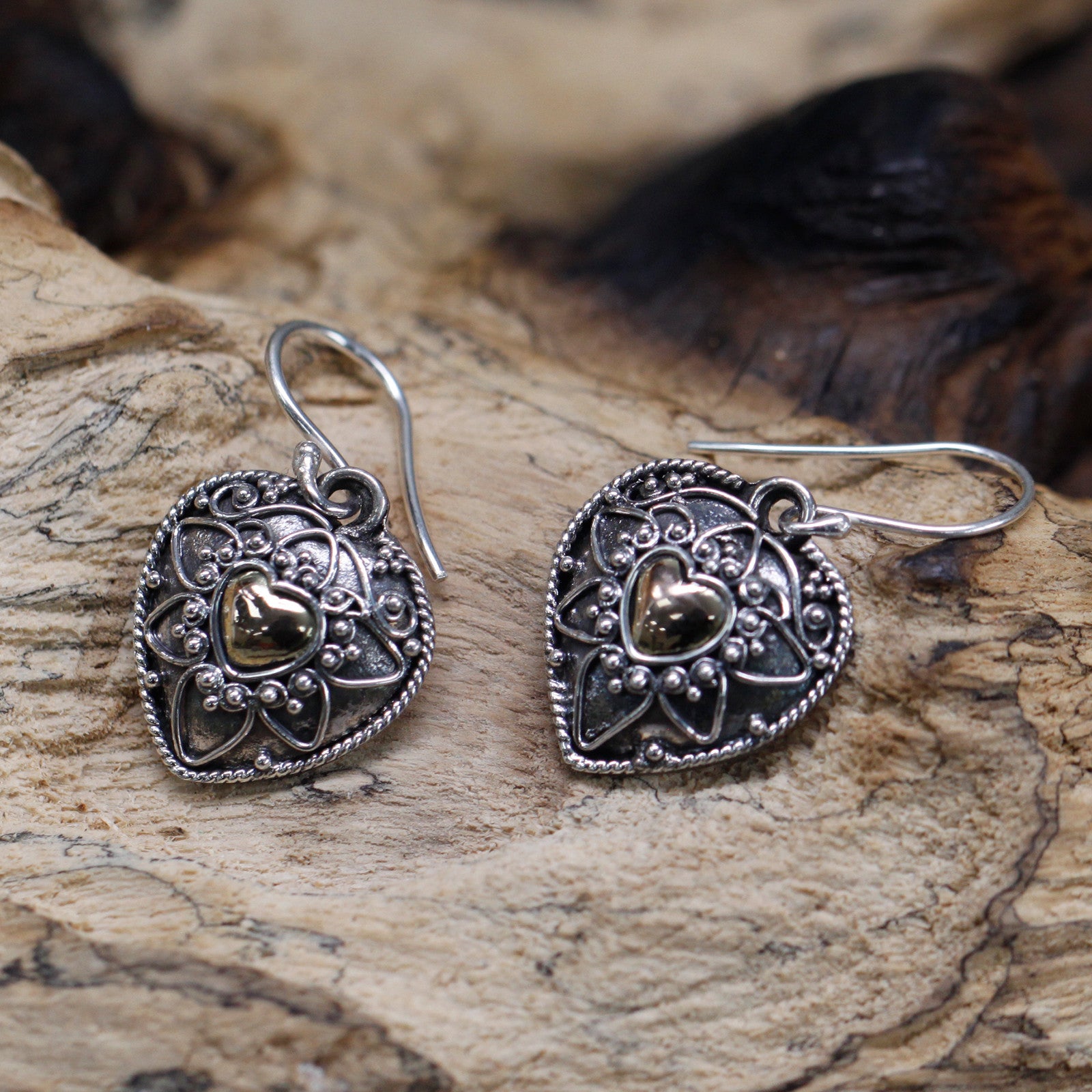 View Silver Gold Earring Mandala Hearts information