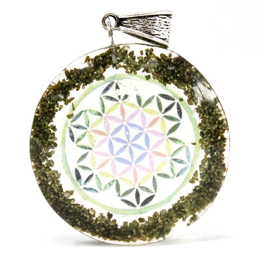 View Orgonite Power Pendant Greenstone Mandala information